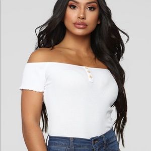 Off shoulders white shirt